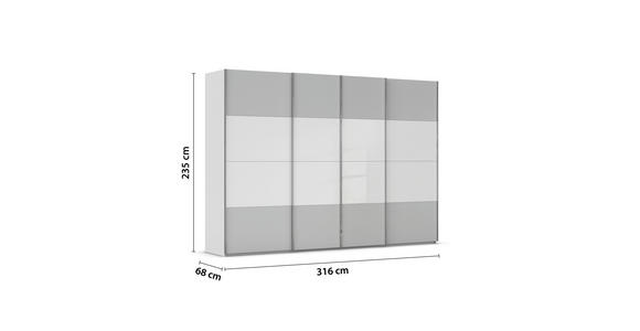 SCHWEBETÜRENSCHRANK  in Weiß, Seidengrau  - Chromfarben/Seidengrau, KONVENTIONELL, Glas/Holzwerkstoff (316/235/68cm) - Novel