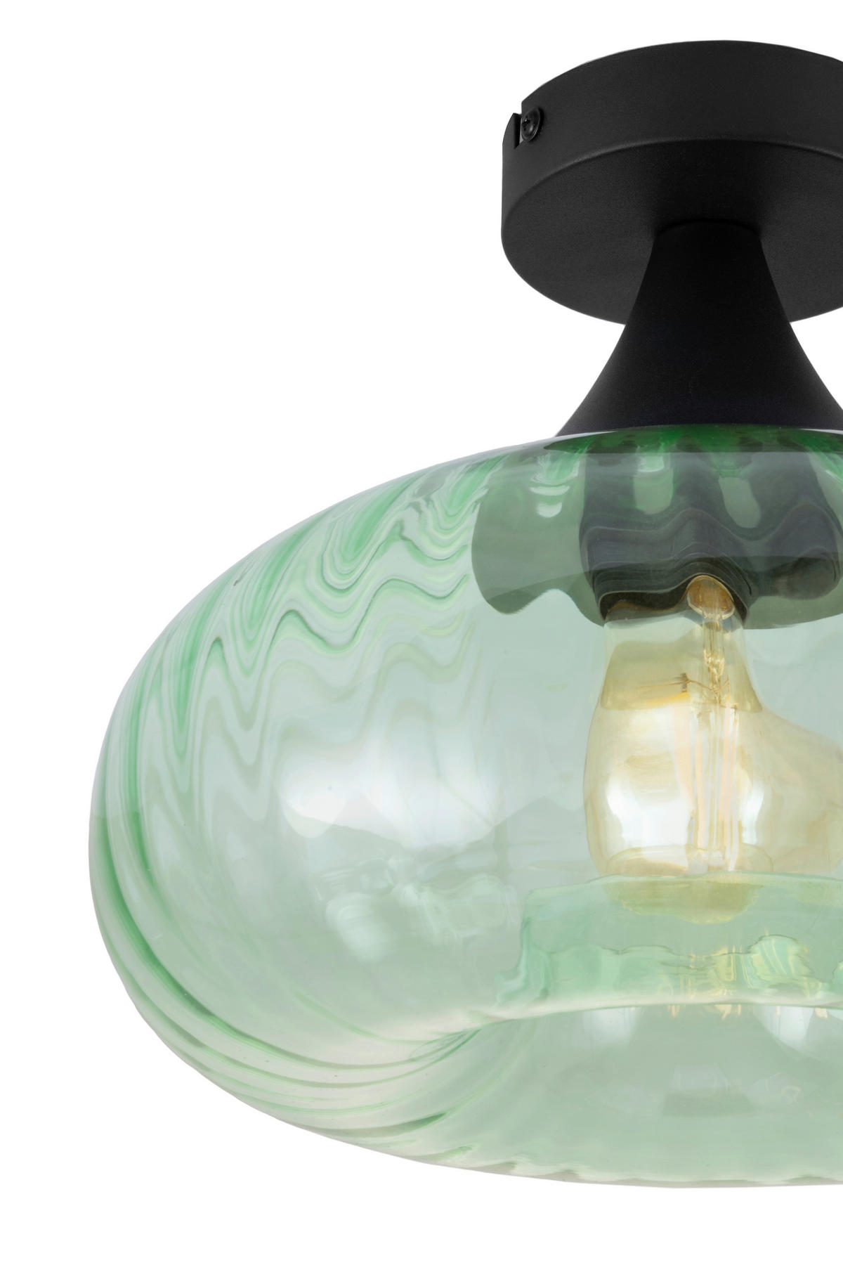 DECKENLEUCHTE 28/23 cm   - Schwarz/Grün, Design, Glas/Metall (28/23cm) - Collet's Monde