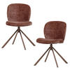 STUHL-SET 2 Stück , Sitzfläche 360° drehbar , Bouclé  - Braun, MODERN, Textil/Metall (58/80/65cm) - Livetastic