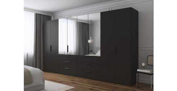 DREHTÜRENSCHRANK 400/223/61 cm,  in Graphitfarben, 8-türig  - Graphitfarben, Basics, Glas/Holzwerkstoff (400/223/61cm) - Novel
