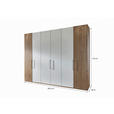 DREHTÜRENSCHRANK 300/216/58 cm 6-türig  - Schieferfarben/Eiche Bianco, Design, Glas/Holzwerkstoff (300/216/58cm) - Novel