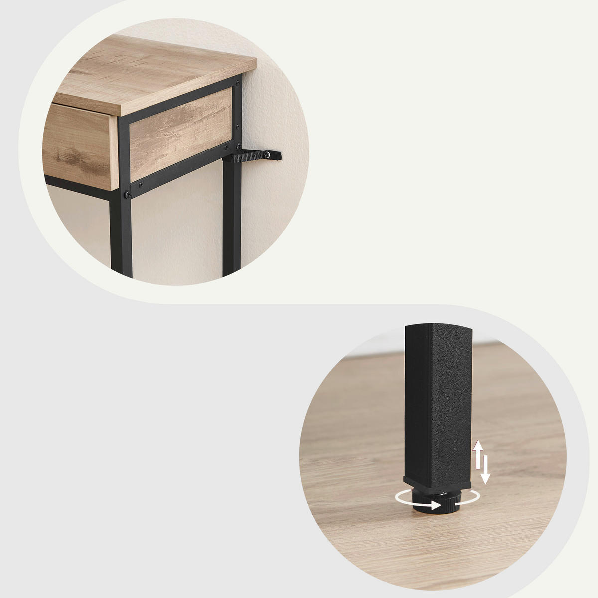 KONSOLENTISCH Schwarz, Sandfarben  - Sandfarben/Schwarz, Trend, Holzwerkstoff/Metall (100/30/80cm) - Boxxx