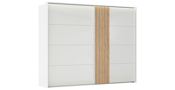 SCHWEBETÜRENSCHRANK 281/223/68 cm 2-türig Weiß, Eichefarben - Eichefarben/Weiß, Design, Glas/Holzwerkstoff (281/223/68cm) - Novel