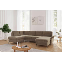 WOHNLANDSCHAFT Hellbraun Flachgewebe  - Hellbraun/Schwarz, KONVENTIONELL, Textil/Metall (195/314/164cm) - Sit & More
