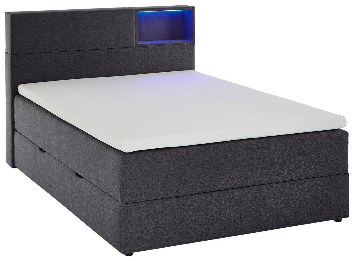 BOXSPRINGBETT 120/200 cm  in Anthrazit  - Anthrazit/Schwarz, Design, Holz/Textil (120/200cm) - Xora