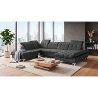 WOHNLANDSCHAFT Mikrovelours Graphitfarben  - Kaschmir/Graphitfarben, Modern, Kunststoff/Textil (245/348/168cm) - MID.YOU