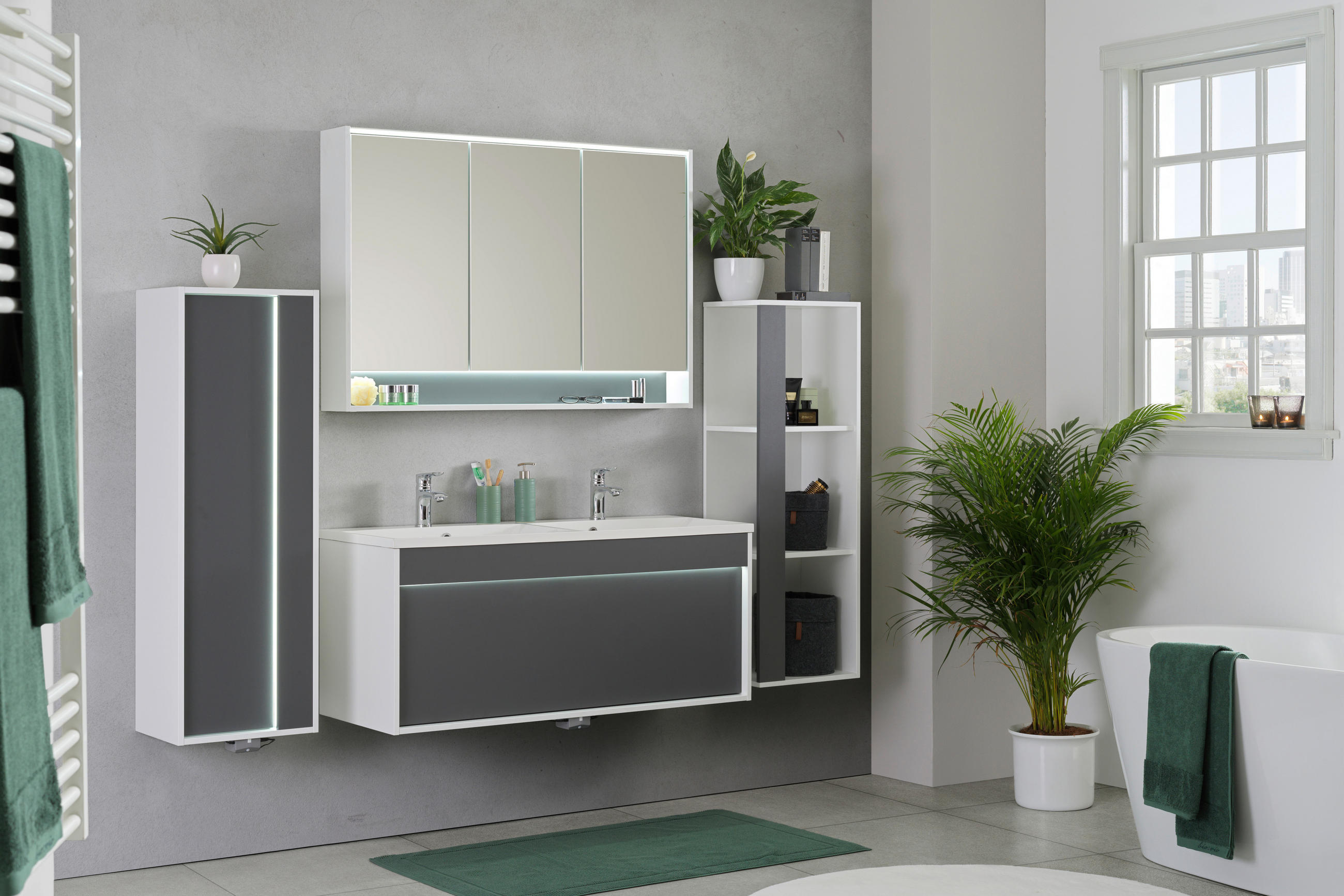 BADEZIMMER  in 120 cm  - Anthrazit/Weiß, KONVENTIONELL, Glas/Holzwerkstoff (120cm) - Voleo
