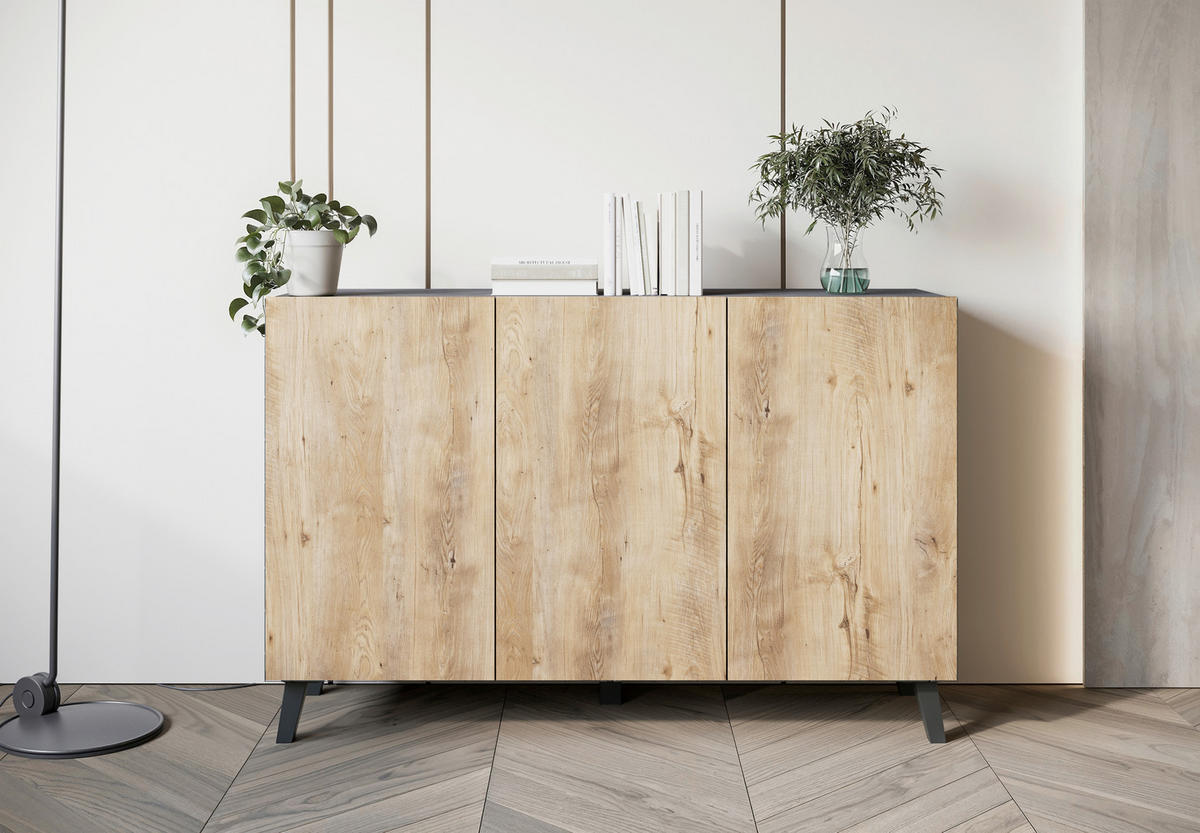 SIDEBOARD  in 120/76/39 cm  - Kastanieneichefarben/Anthrazit, Design, Holzwerkstoff/Kunststoff (120/76/39cm) - Livetastic