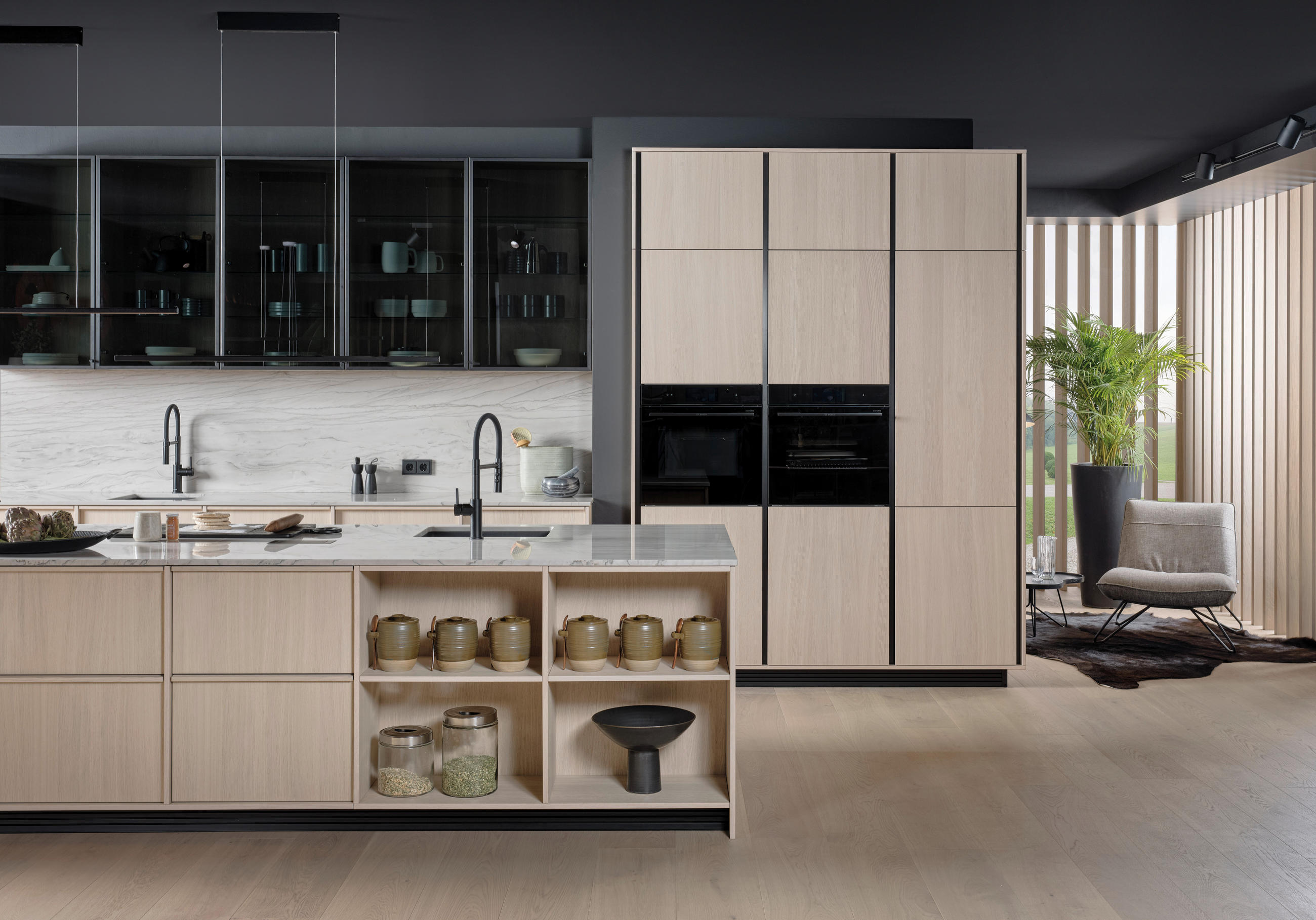 EINBAUKÜCHE   - Eichefarben, MODERN, Holzwerkstoff - EWE