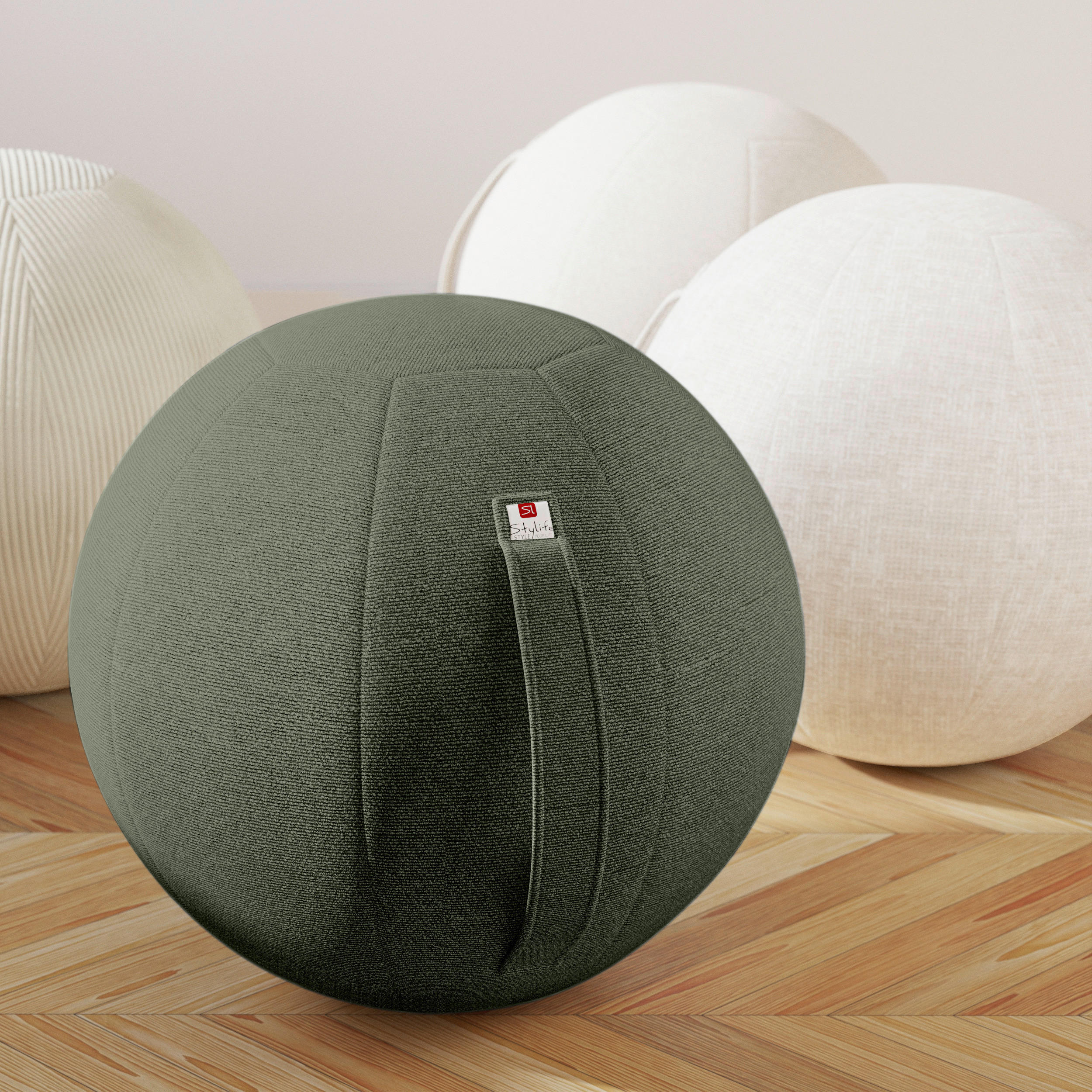 SITZBALL - Dunkelgrün, Design, Textil (65cm) - Stylife