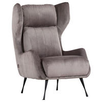 OHRENSESSEL Flachgewebe Hellgrau    - Hellgrau/Schwarz, Trend, Textil/Metall (75/111/83cm)
