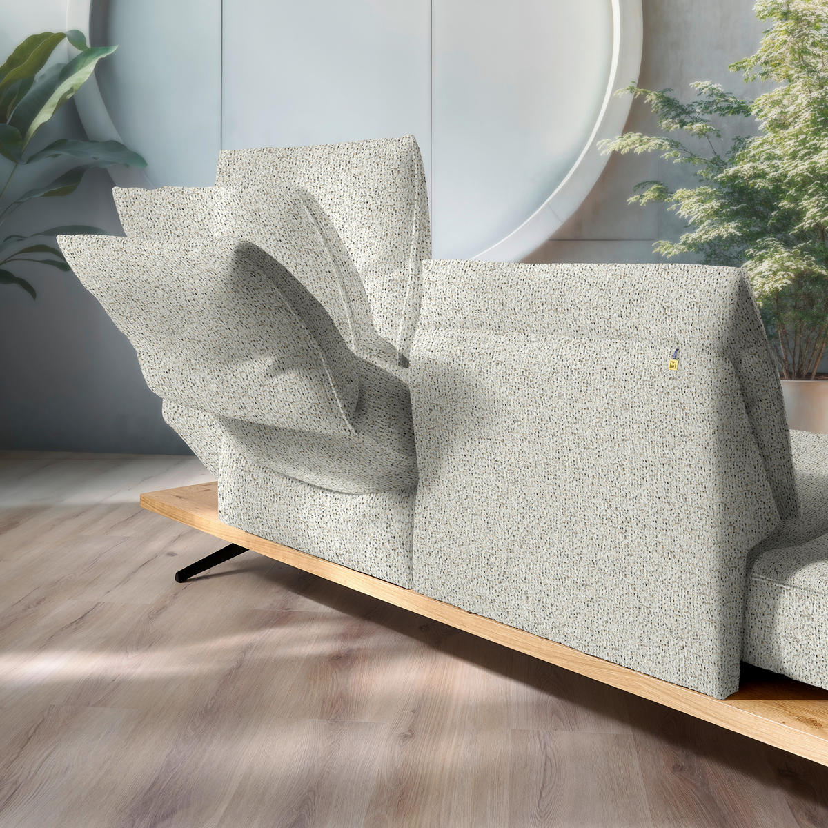 ECKSOFA Chenille Creme  - Creme/Schwarz, Design, Holz/Textil (132/240cm) - Koinor