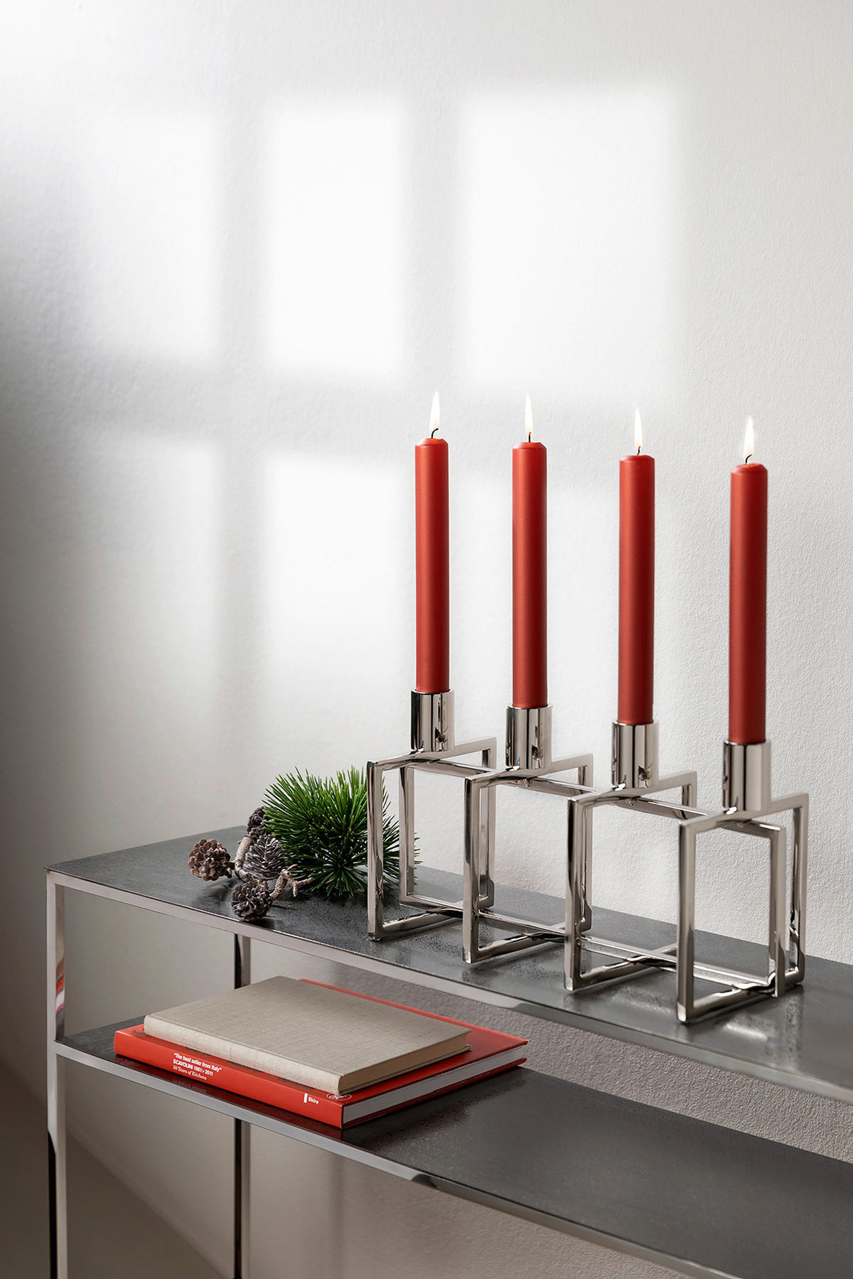 STABKERZENHALTER - Silberfarben, Basics, Metall (40/15/20,5cm) - Fink