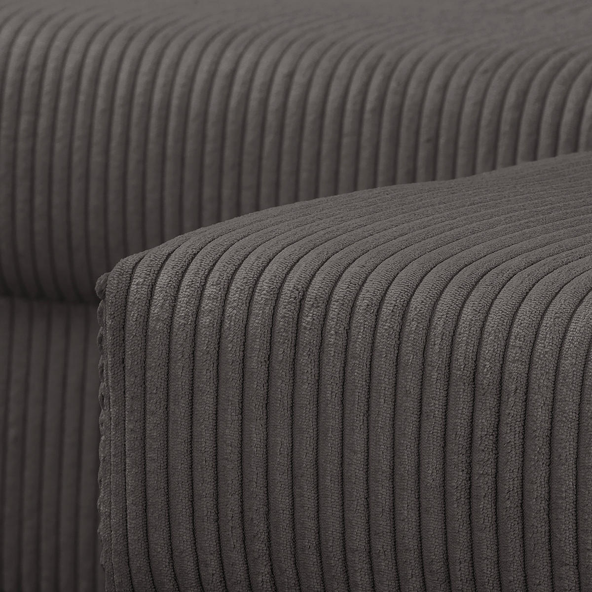 ECKSOFA Ariella in Cord Dunkelgrau  231/161 cm  - Dunkelgrau/Naturfarben, Design, Holz/Textil (231/161cm) - Livetastic