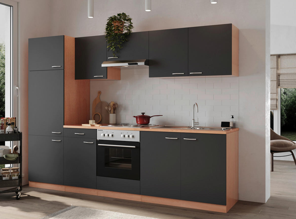 KÜCHENBLOCK 270 cm   in Grau  - Buchefarben/Alufarben, Basics, Holzwerkstoff/Kunststoff (270cm) - Respekta