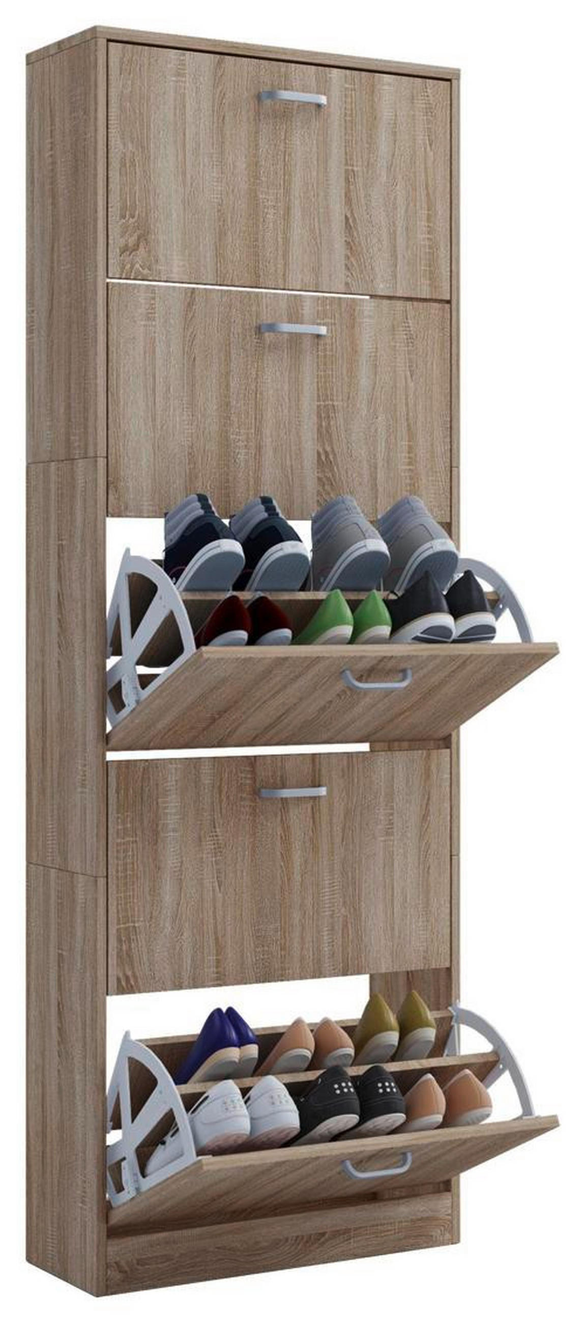SCHUHSCHRANK 59/170/22 cm  - Edelstahlfarben/Eichefarben, KONVENTIONELL, Holzwerkstoff/Kunststoff (59/170/22cm) - MID.YOU
