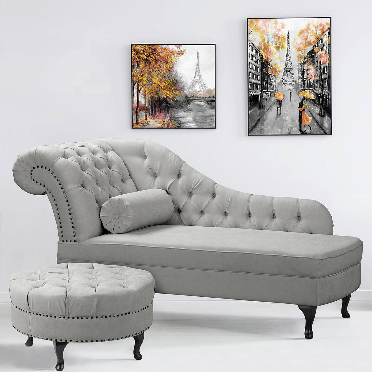 HOCKER Textil Grau  - Braun/Grau, Design, Holz/Textil (80/45/80cm) - Livetastic