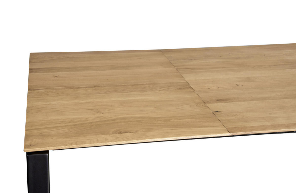 ESSTISCH in Holz, Metall 160-220/90/75 cm  - Eichefarben/Schwarz, Konventionell, Holz/Metall (160-220/90/75cm)