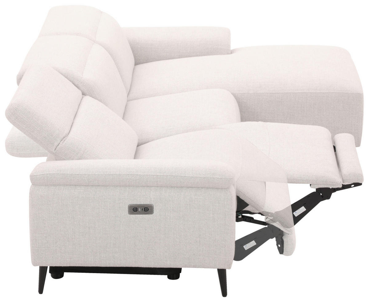 ECKSOFA inkl. Funktionen Hellgrau Leinenoptik  - Schwarzchrom/Hellgrau, Design, Holz/Kunststoff (270/75/171cm) - Xora