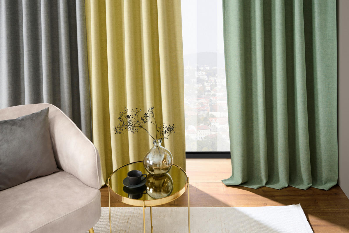 HOTOVÝ ZÁVĚS, neprůsvitné, 140/245 cm - zelená, Basics, textil (140/245cm) - Esposa