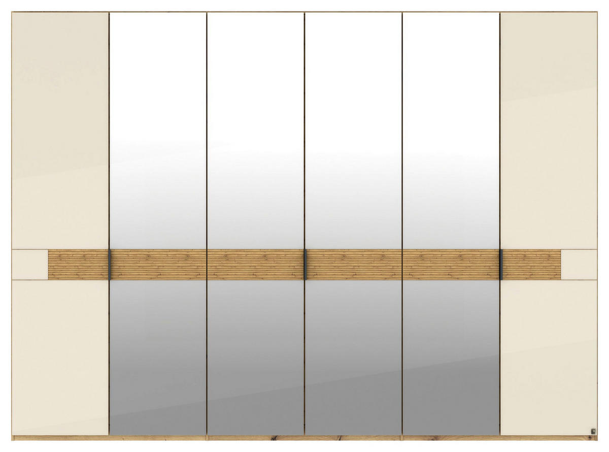 DREHTÜRENSCHRANK 300/216/58 cm,  in Eichefarben, Champagner, 6 Tür(en)  - Schieferfarben/Champagner, Design, Glas/Holz (300/216/58cm) - Musterring