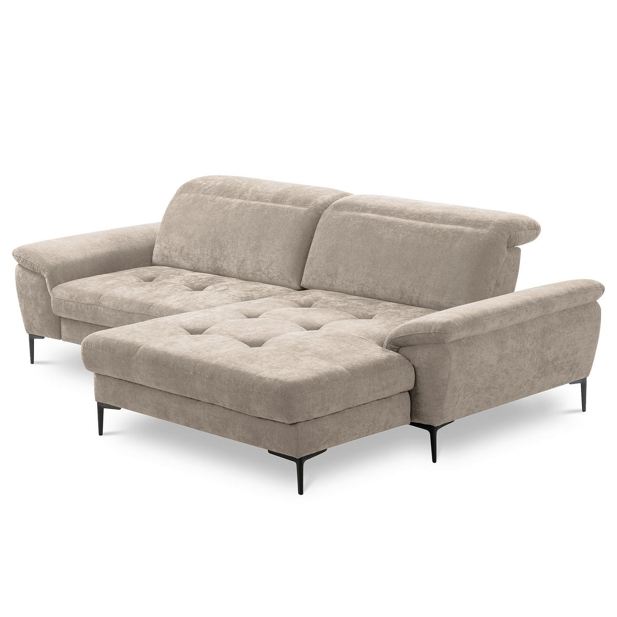 ECKSOFA  Webstoff Taupe  - Taupe/Schwarz, Design, Textil/Metall (268/195cm) - Livetastic