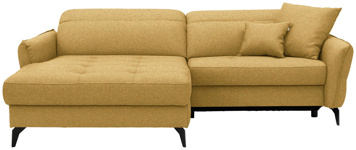 ECKSOFA Flachgewebe Currygelb  - Currygelb/Schwarz, Design, Textil/Metall (175/246cm) - Celina