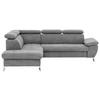 ECKSOFA Hellgrau Mikrofaser  - Chromfarben/Hellgrau, KONVENTIONELL, Textil/Metall (209/256cm) - Livetastic