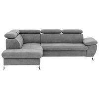 ECKSOFA in Mikrofaser Hellgrau  - Chromfarben/Hellgrau, Konventionell, Textil/Metall (209/256cm) - Livetastic