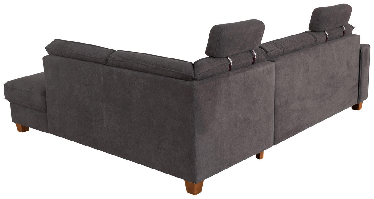 ECKSOFA Dunkelgrau Flachgewebe  - Eichefarben/Dunkelgrau, KONVENTIONELL, Holz/Textil (236/213cm) - Sit & More