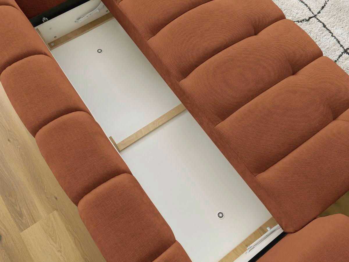 SCHLAFSOFA FUJI Leinenoptik Orange  inkl.  - Schwarz/Orange, MODERN, Kunststoff/Textil (251/113/88cm)