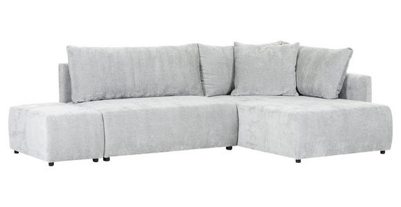 ECKSOFA in Flachgewebe Hellgrau - Hellgrau/Schwarz, KONVENTIONELL, Kunststoff/Textil (295/200cm) - Carryhome