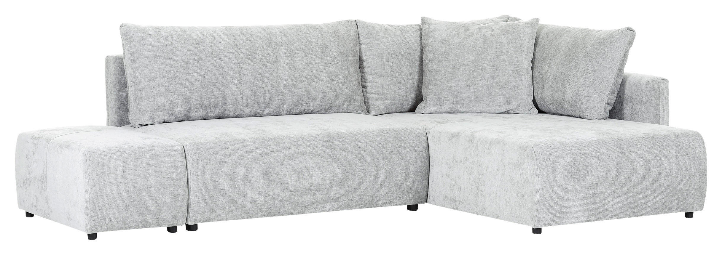 ECKSOFA Hellgrau Flachgewebe  - Hellgrau/Schwarz, KONVENTIONELL, Kunststoff/Textil (295/200cm) - Carryhome
