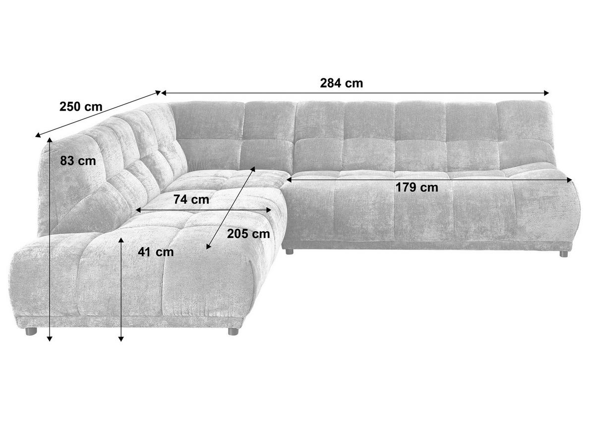 ECKSOFA ITALIA in Chenille Anthrazit  284/250 cm  - Anthrazit/Schwarz, MODERN, Kunststoff/Textil (284/250cm) - Livetastic