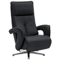 RELAXSESSEL in Leder Anthrazit  - Chromfarben/Anthrazit, Design, Leder/Metall (77/110/87cm) - Valdera