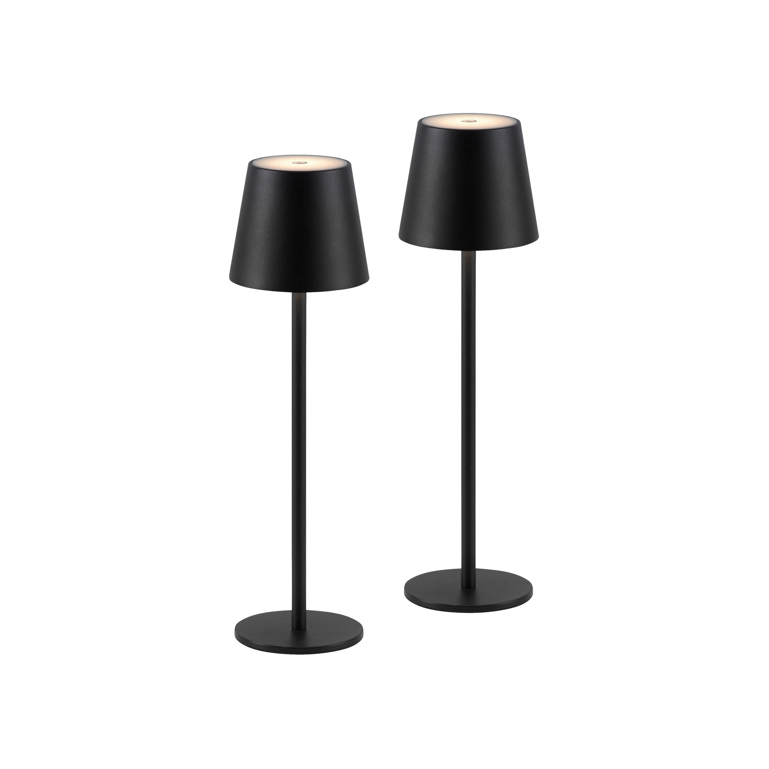 Akku-Tischleuchte 2er-Set 11/11/37,5 cm  - Schwarz, Design, Kunststoff/Metall (11/11/37,5cm) - Just Light
