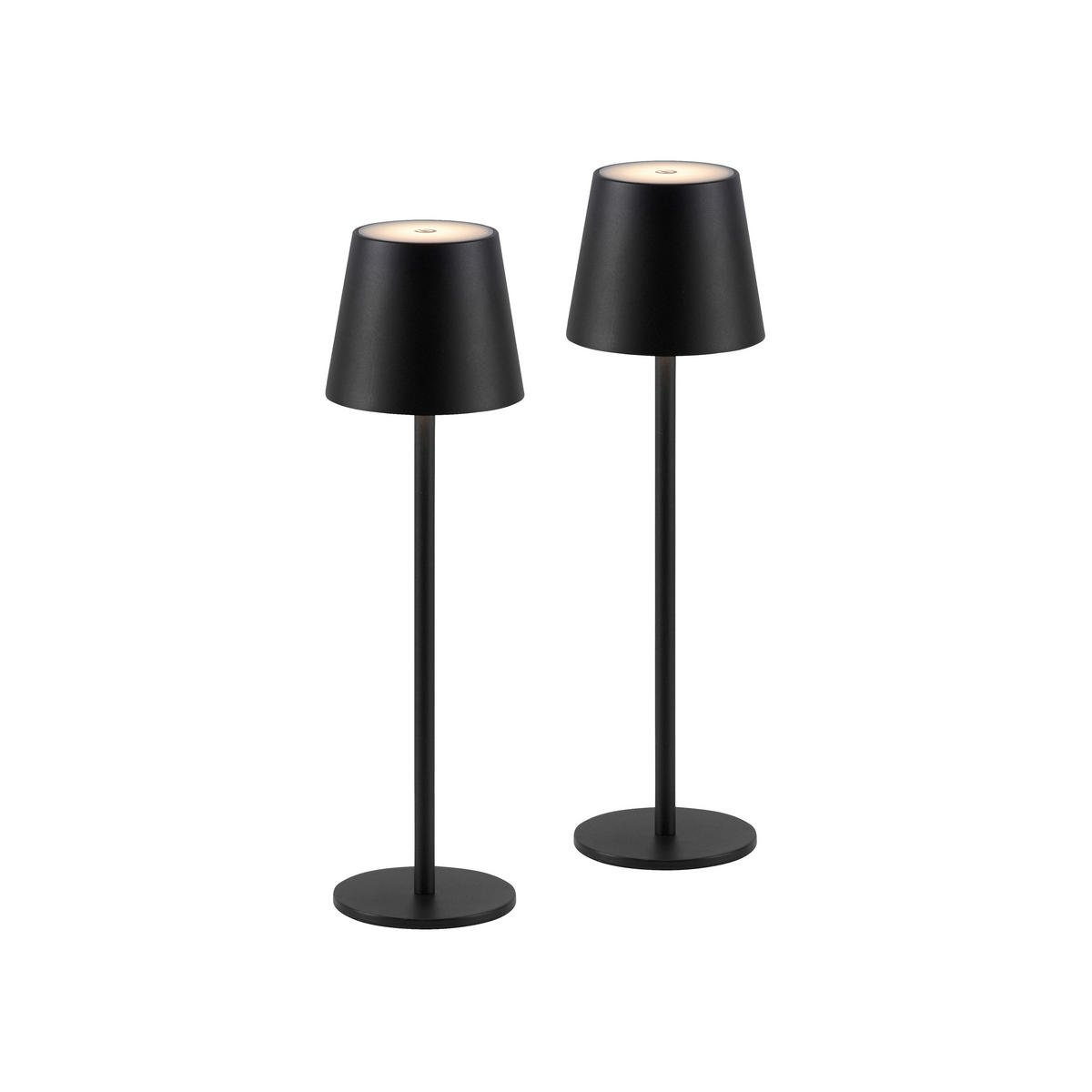 Akku-Tischleuchte 2er-Set 11/11/37,5 cm  - Schwarz, Design, Kunststoff/Metall (11/11/37,5cm) - Just Light