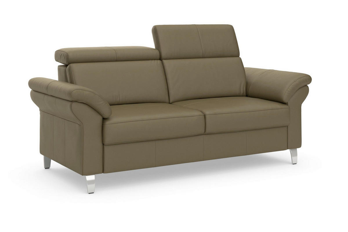 3-SITZER-SOFA ARNGAST E Echtleder Olivgrün  - Chromfarben/Olivgrün, Basics, Leder/Metall (186/84/93cm) - Sit & More