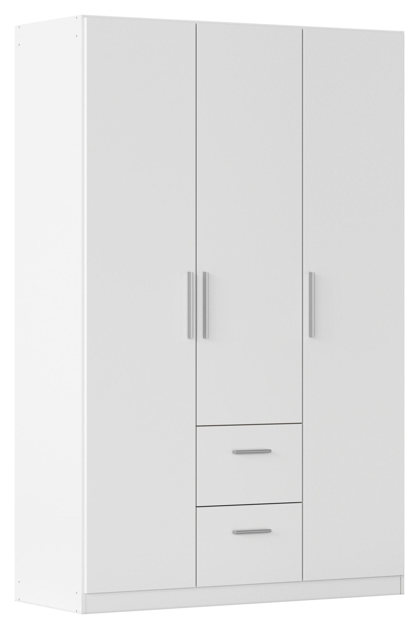 DREHTÜRENSCHRANK 135/210/54 cm,  in Weiß, 3-türig  - Alufarben/Weiß, KONVENTIONELL, Holzwerkstoff/Kunststoff (135/210/54cm) - home24