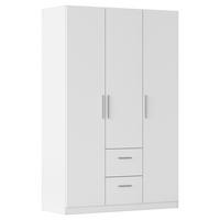 DREHTÜRENSCHRANK 135/210/54 cm,  in Weiß, 3-türig  - Alufarben/Weiß, KONVENTIONELL, Holzwerkstoff/Kunststoff (135/210/54cm) - home24