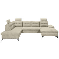 WOHNLANDSCHAFT in Webstoff Beige  - Beige/Schwarz, Konventionell, Kunststoff/Textil (218/324/170cm) - MID.YOU