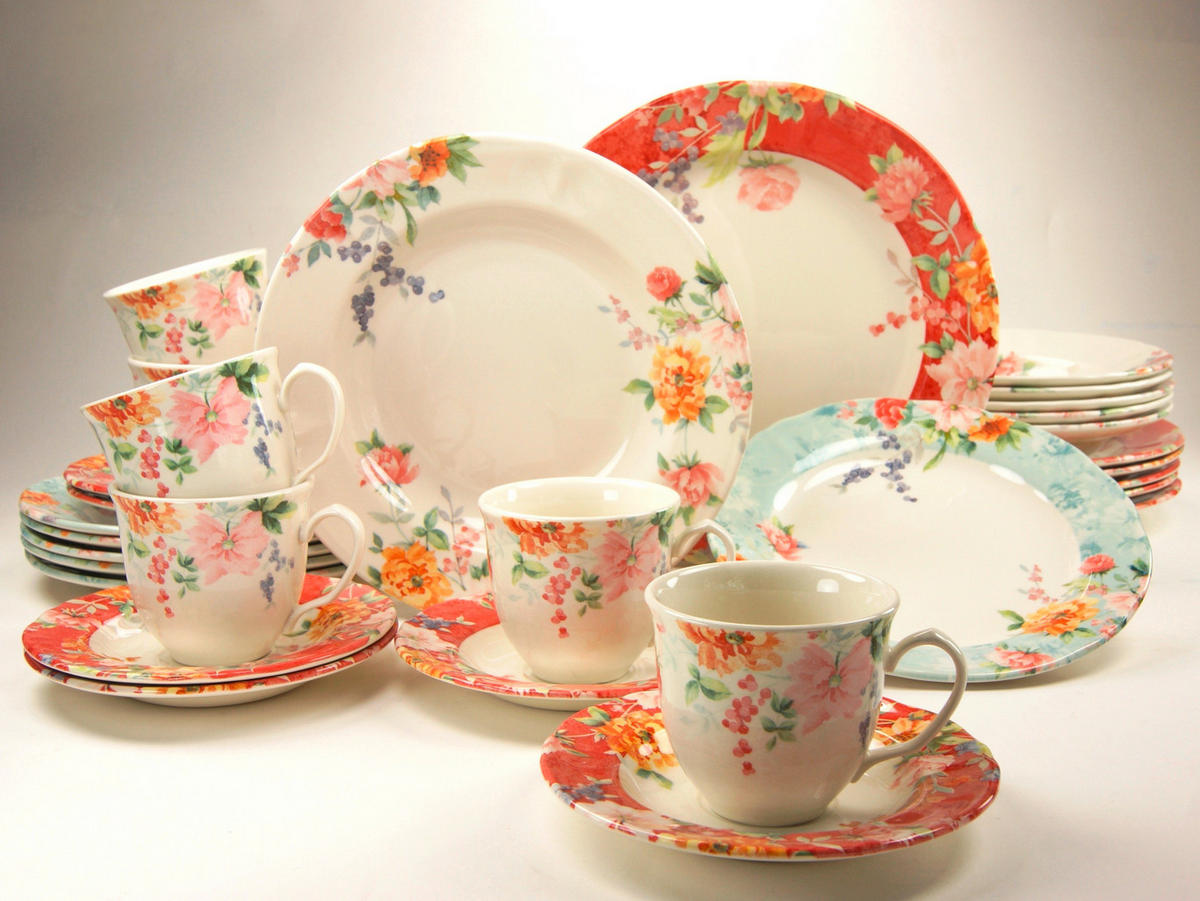KOMBISERVICE Multicolor Crimson 30-teilig 6 Personen  - Multicolor, Basics, Keramik (40/32,5/32,5cm) - Creatable