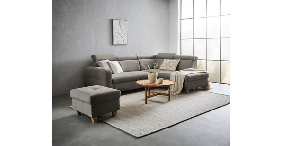 ECKSOFA in Samt Dunkelgrau  - Dunkelgrau, Natur, Holz/Textil (261/206cm) - Venda