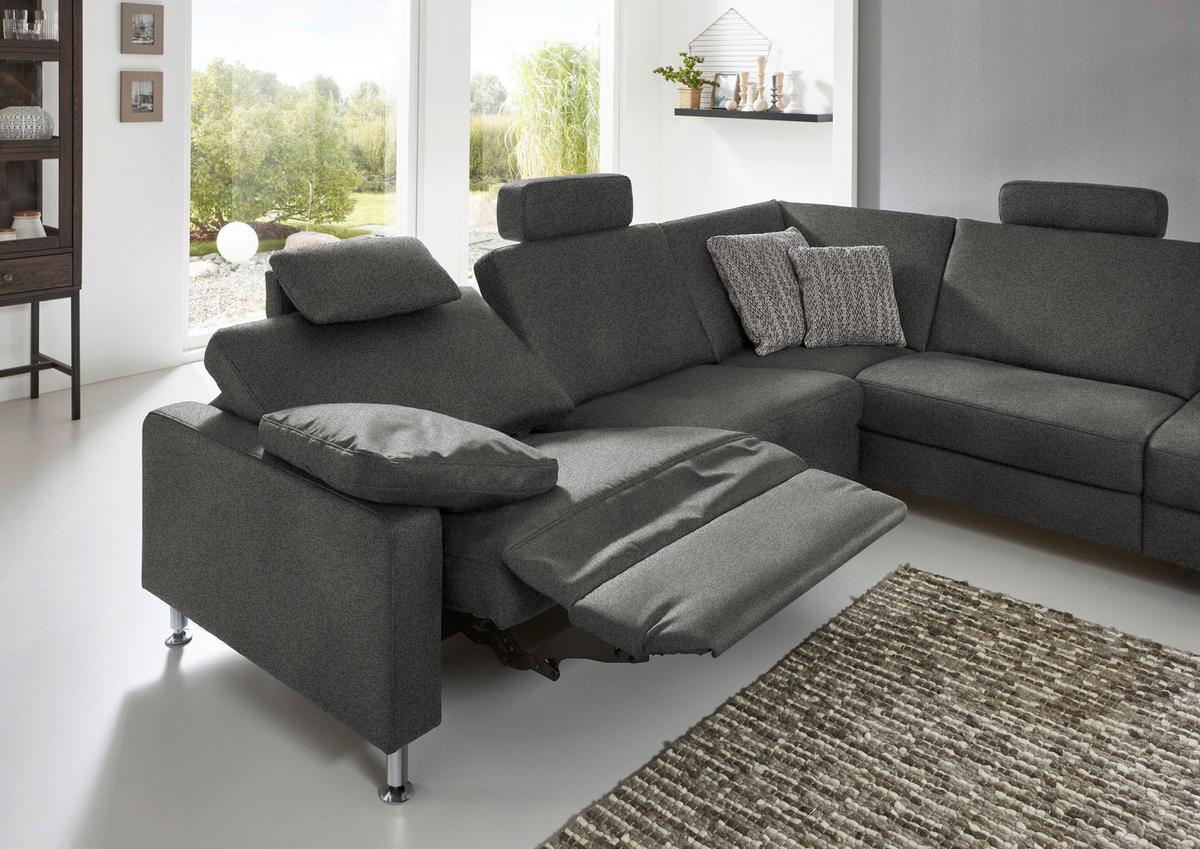 ECKSOFA in Mikrofaser Grau  - Alufarben/Grau, Design, Textil/Metall (275/242cm) - Dieter Knoll