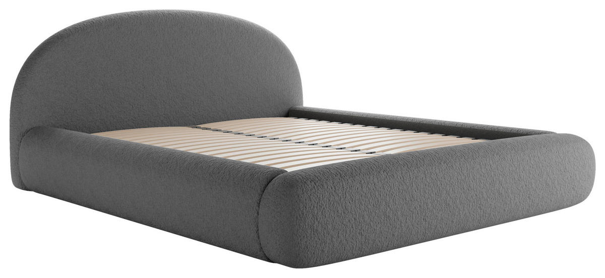 POLSTERBETT 180/200 cm,  in Dunkelgrau, gepolstertes Kopfteil, Lattenrost, Bettkasten,  - Dunkelgrau/Schwarz, Design, Holz/Textil (180/200cm) - Chameo