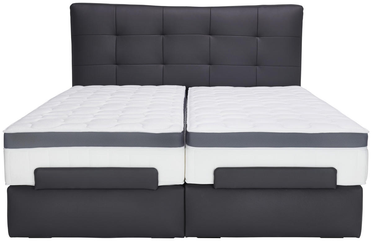 BOXSPRINGBETT 180/200 cm  in Anthrazit  - Anthrazit/Schwarz, Design, Leder/Holz (180/200cm) - Novel