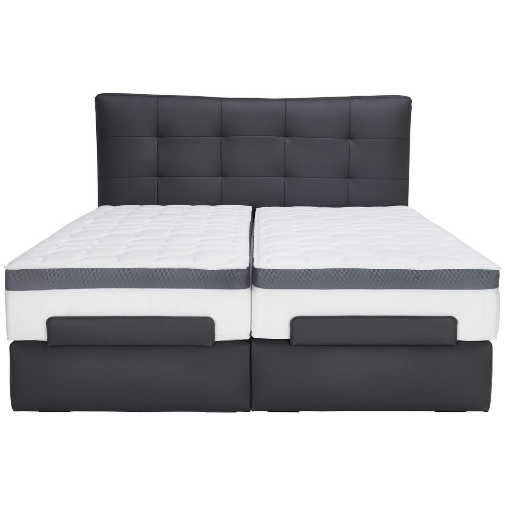 Thumbnail - Novel Boxspringbett, Anthrazit, Textil, Echtleder, Rindleder, H2 + H3, 7-Zonen, Höhe ca. 27 cm, 180x200 cm, DIN EN ISO 1...