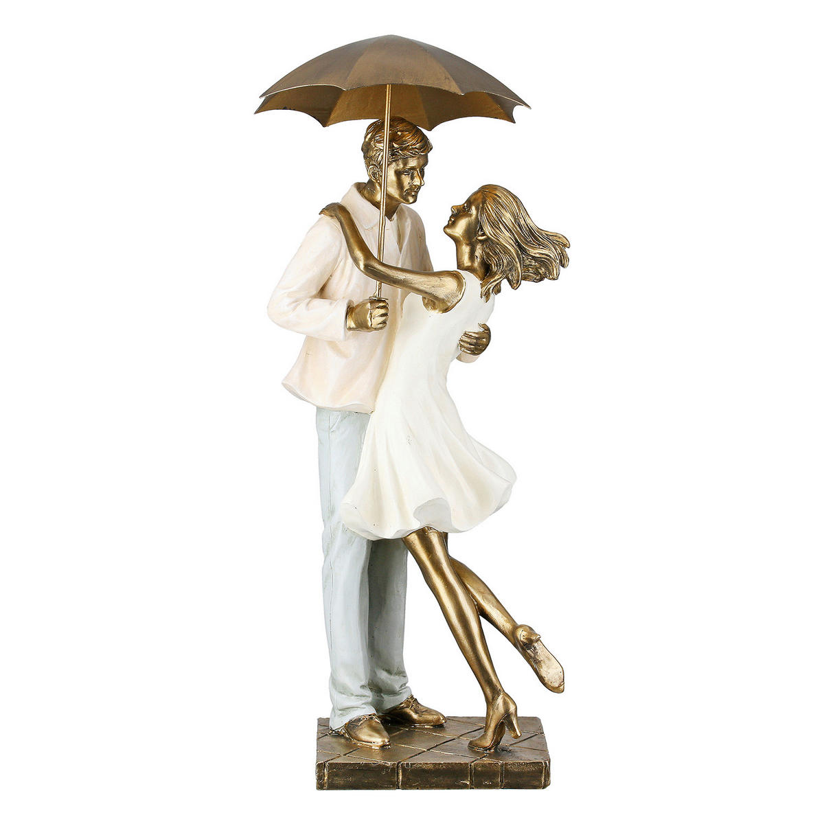 SKULPTUR - Goldfarben/Creme, Basics, Kunststoff (17/39/14,5cm)