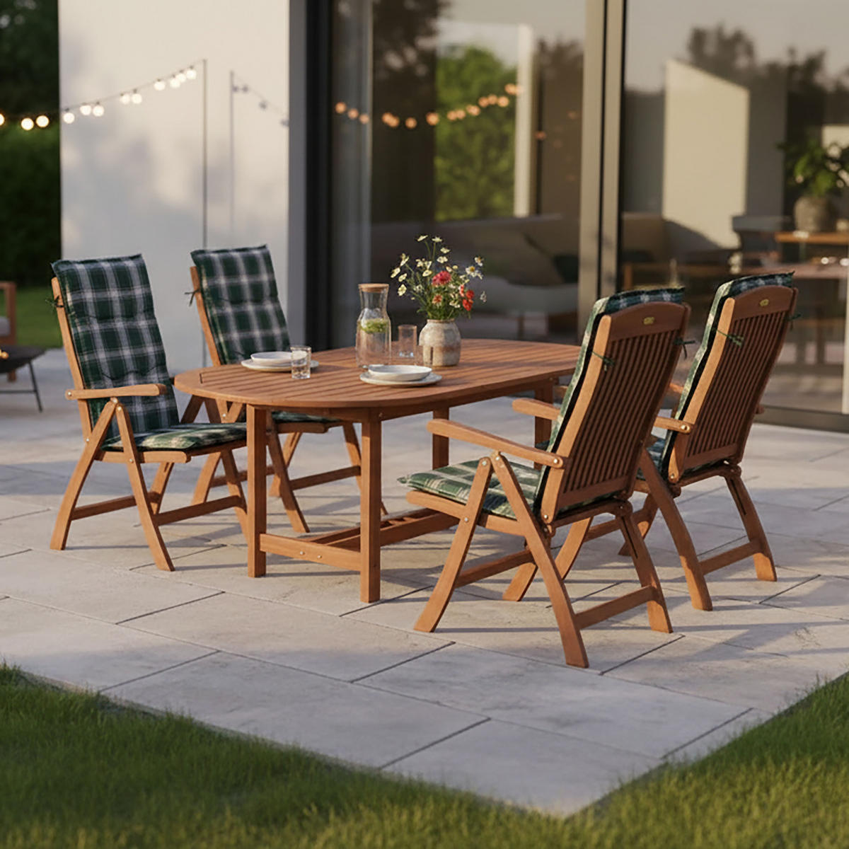 GARTENSET 13-teilig  - Naturfarben/Grün, KONVENTIONELL, Holz/Textil - Gardenson