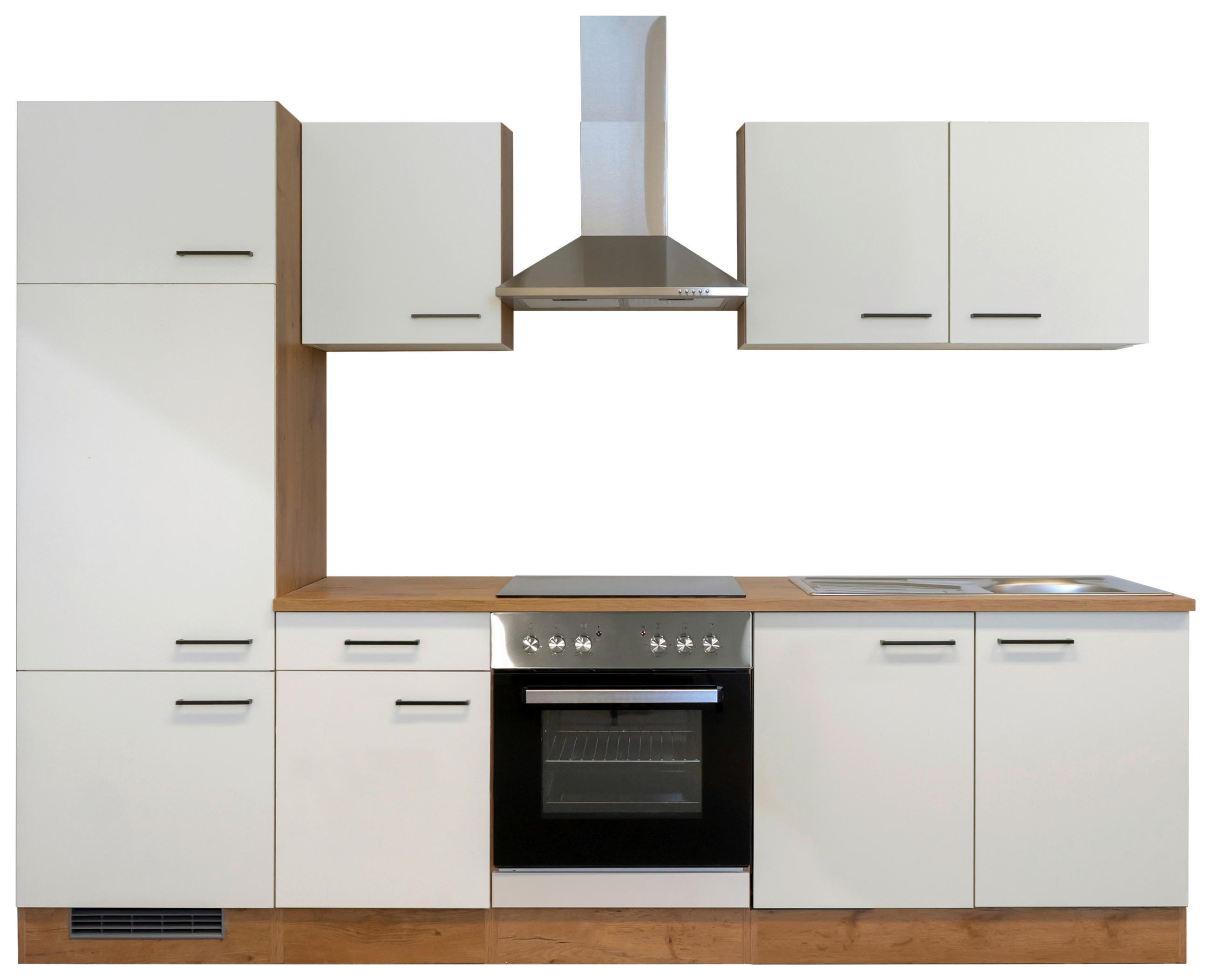 KÜCHENBLOCK 270 cm   in Eichefarben, Magnolie  - Eichefarben/Magnolie, MODERN, Holzwerkstoff/Metall (270cm) - FlexWell